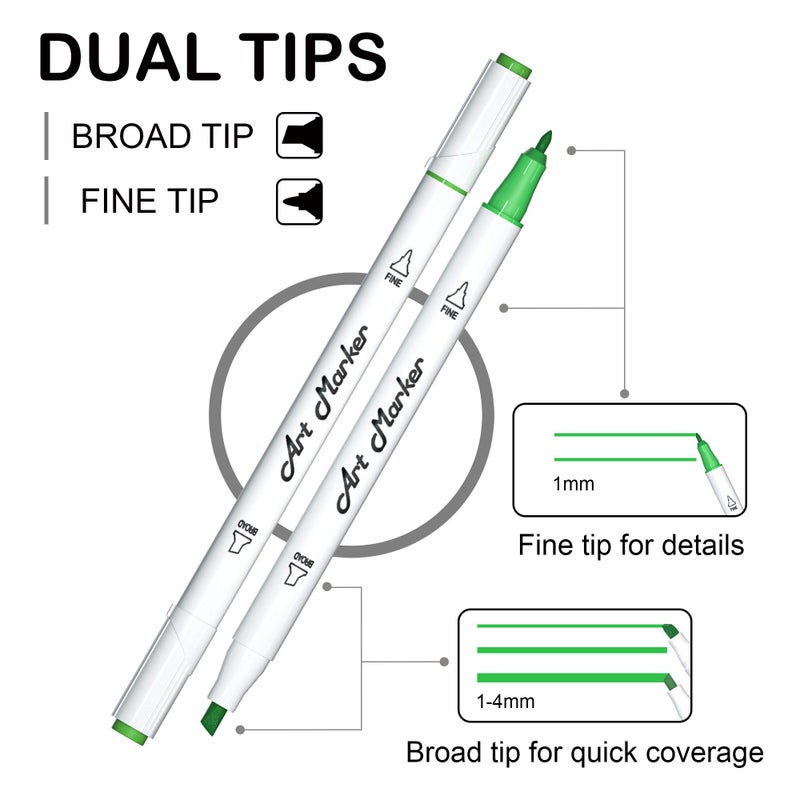 Lineon Dual Tip Alcohol Based Art Markers, Lineon 30 Colors Alcohol Marker Pens Perfect for Kids Adult Coloring Books Sketching and Card Making - Image 3